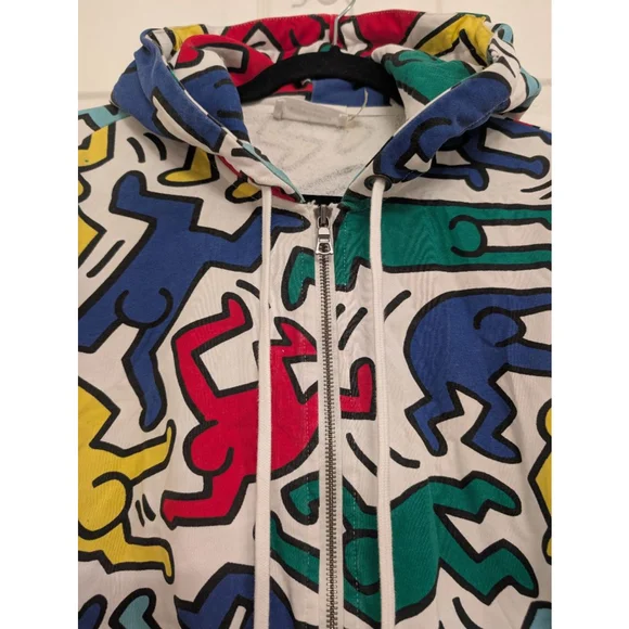 Alice + Olivia x Keith Haring Cropped Wide Sleeve Hoodie M Artsy Wearable Art - Picture 4 of 9